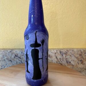 Purple  Witch Silhouette Bottle Art